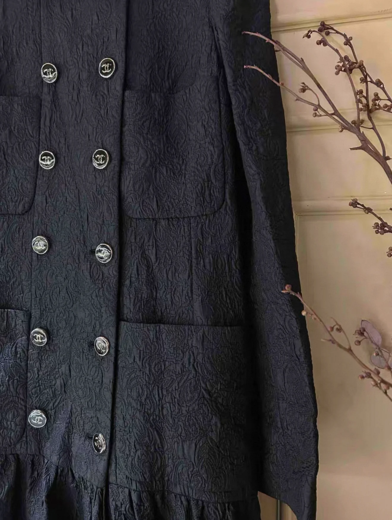 Rare Chanel 2021 Black Long Coat/Dress 38 - Image 7