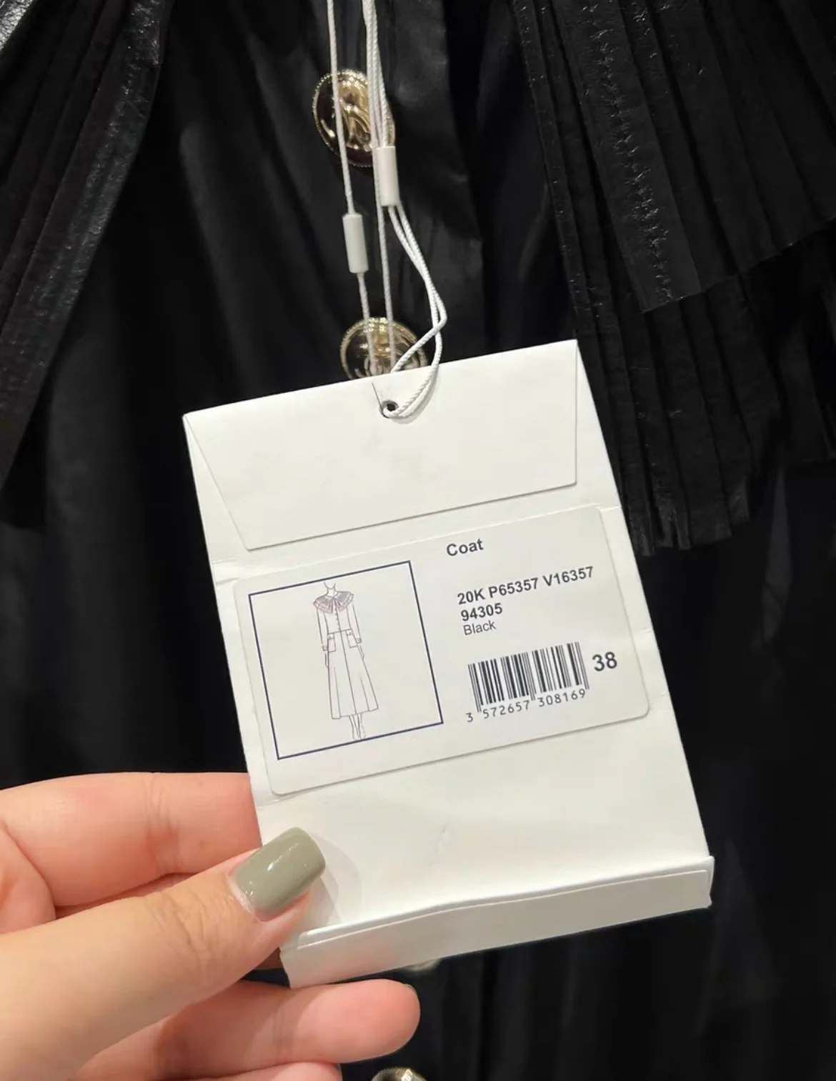 Rare Chanel 20k Black long windbreaker with collar and cuffs coat size 38 - Image 5