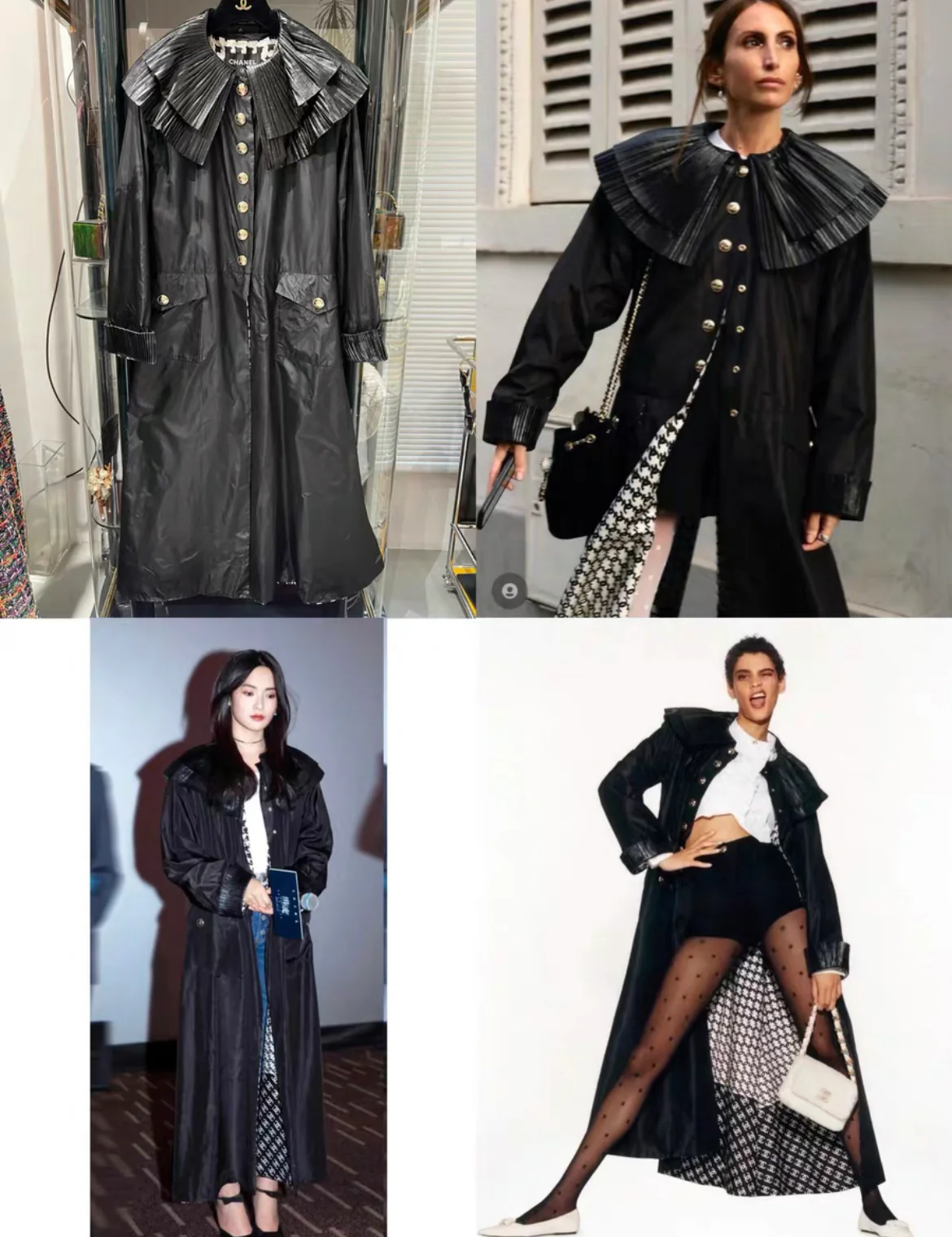 Rare Chanel 20k Black long windbreaker with collar and cuffs coat size 38 - Image 8