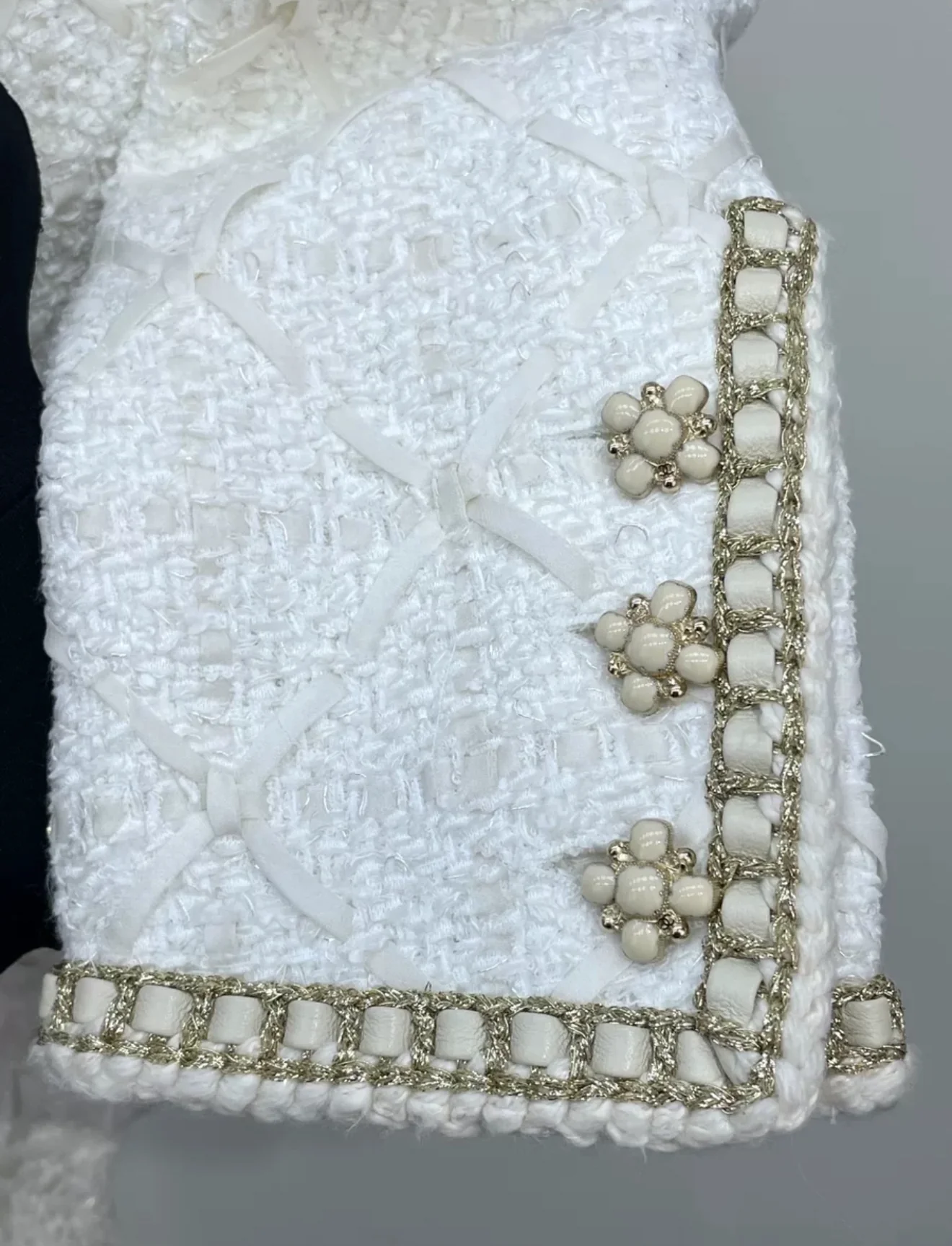Rare Chanel 21A Ecru Gold chain bodysuit jacket - Image 5