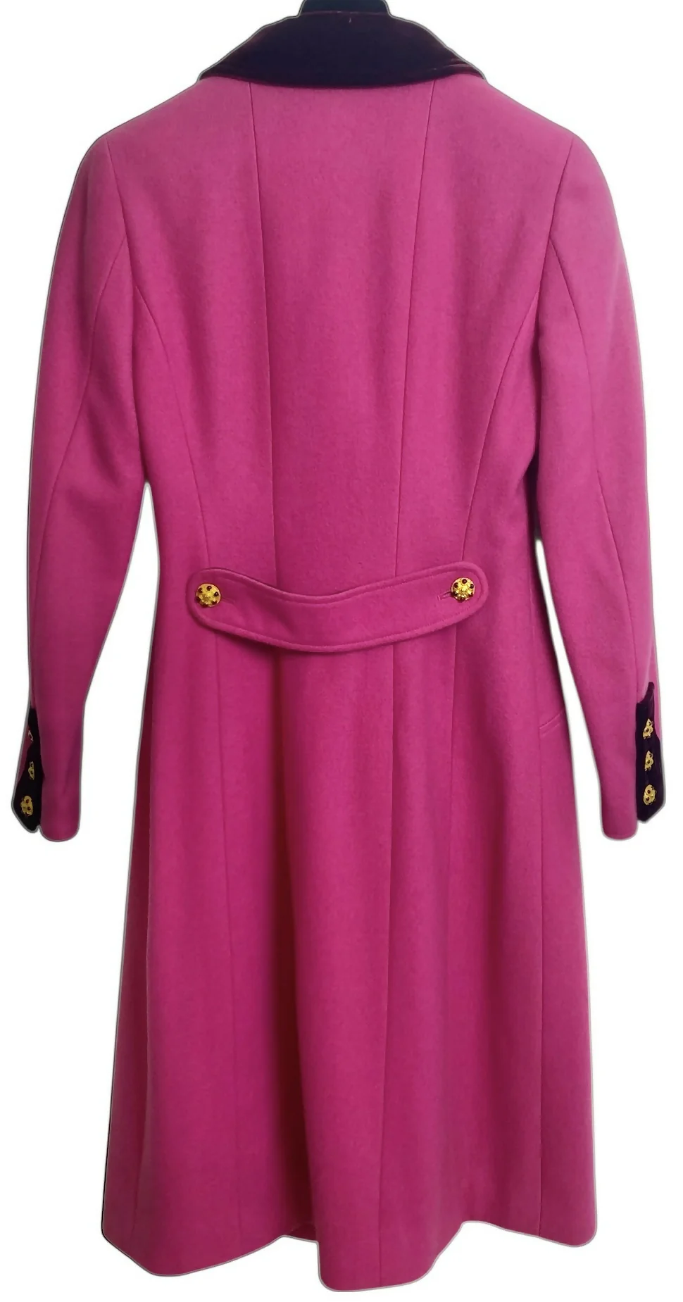 Rare Chanel 96A Vintage Pink & Burgundy Velvet Trim Gripoix Double Breasted Coat FR 38 - Image 6