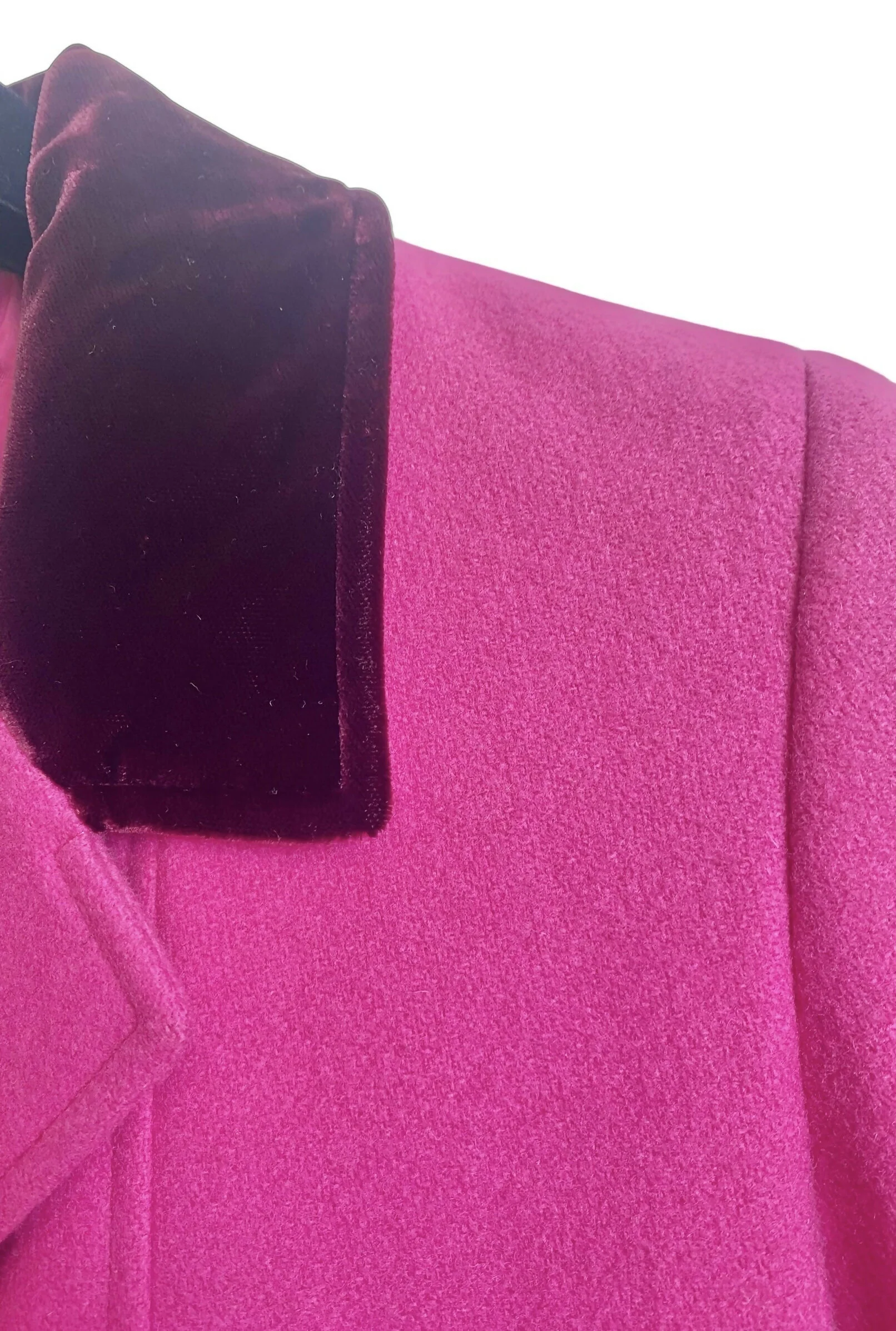 Rare Chanel 96A Vintage Pink & Burgundy Velvet Trim Gripoix Double Breasted Coat FR 38 - Image 8