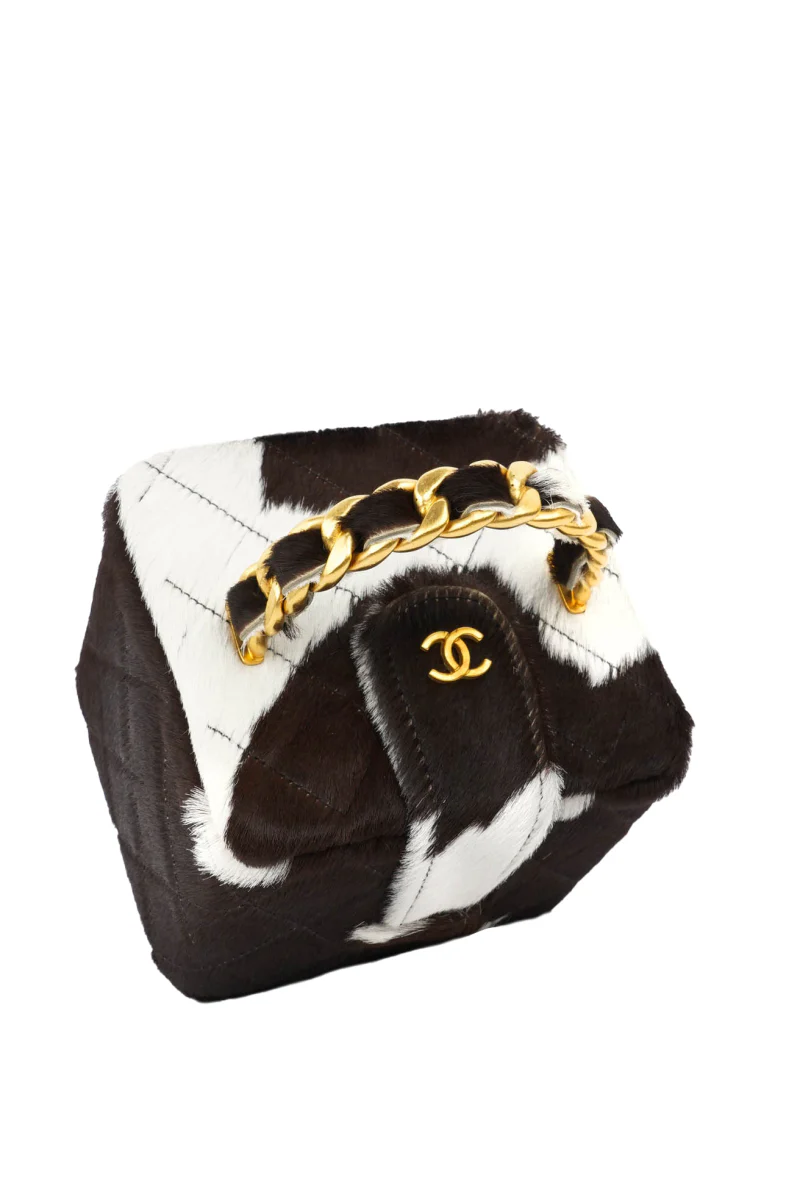 rare chanel black/Brown/white mini vanity case bag