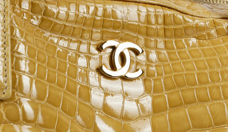 rare chanel gold beige crocodile leather shoulder tote bag - Image 2