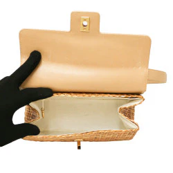 Rare Chanel Vintage 1998 Calfskin Rattan Basket Flap Bag - Image 3