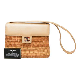 Rare Chanel Vintage 1998 Calfskin Rattan Basket Flap Bag - Image 4