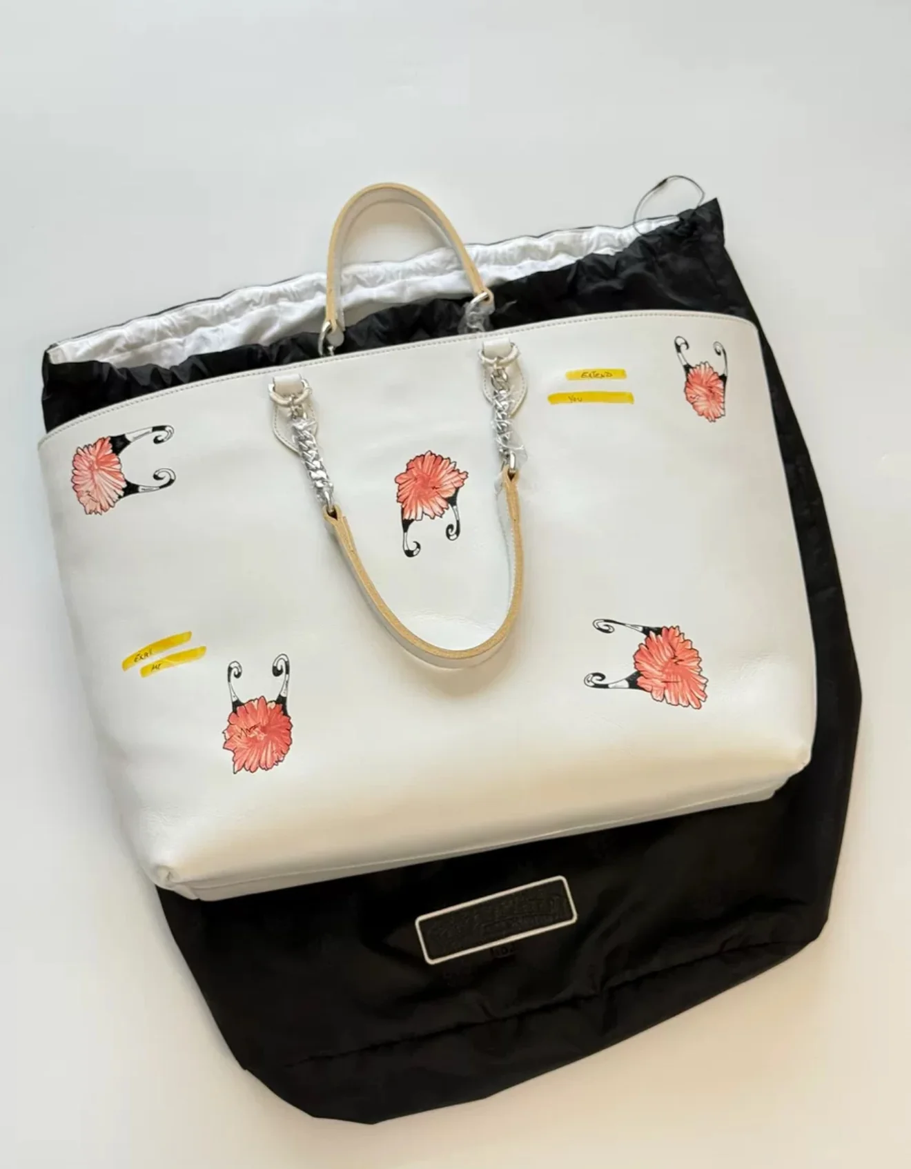 Rare Chrome Hearts x matty boy White leather anti dots shopping tote - Image 2
