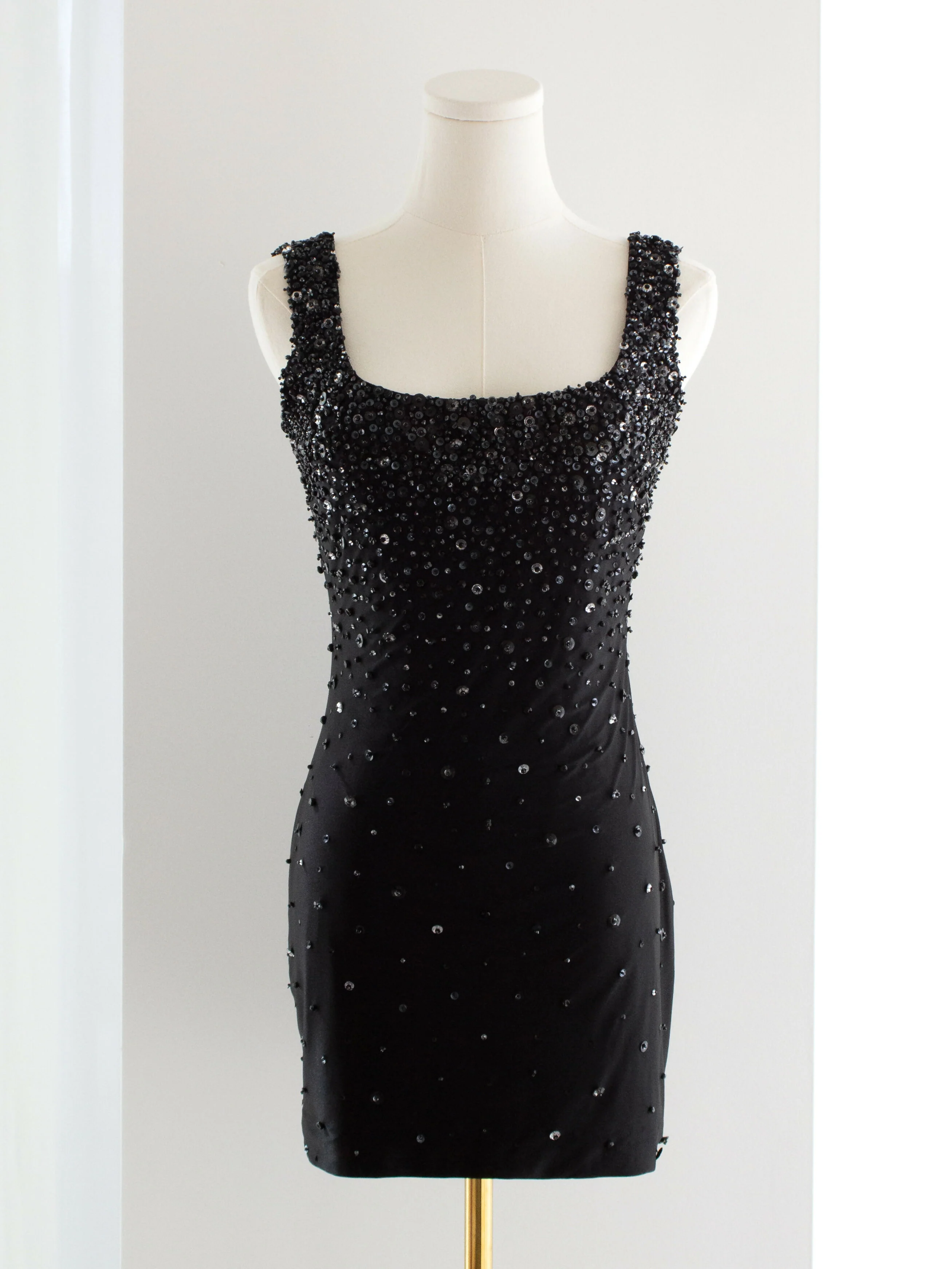 Rare Gianni Versace Couture S/S 1996 Black Embellished Mini Micro Dress