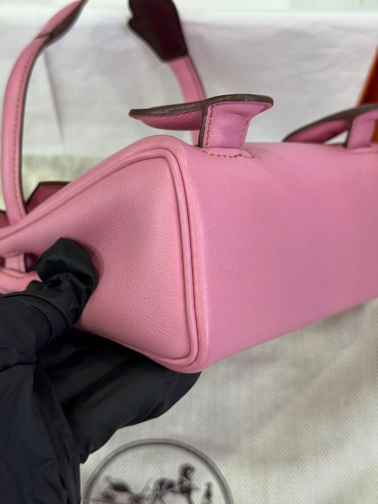 Rare Hermès Kelly Doll Pink Bubblegum Swift Leather Palladium Hardware - Image 8