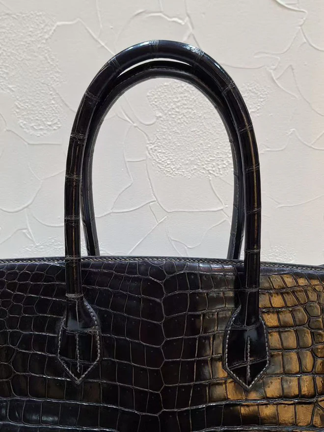 Rare Hermes shoulder birkin limited edition Black crocodile leather - Image 4