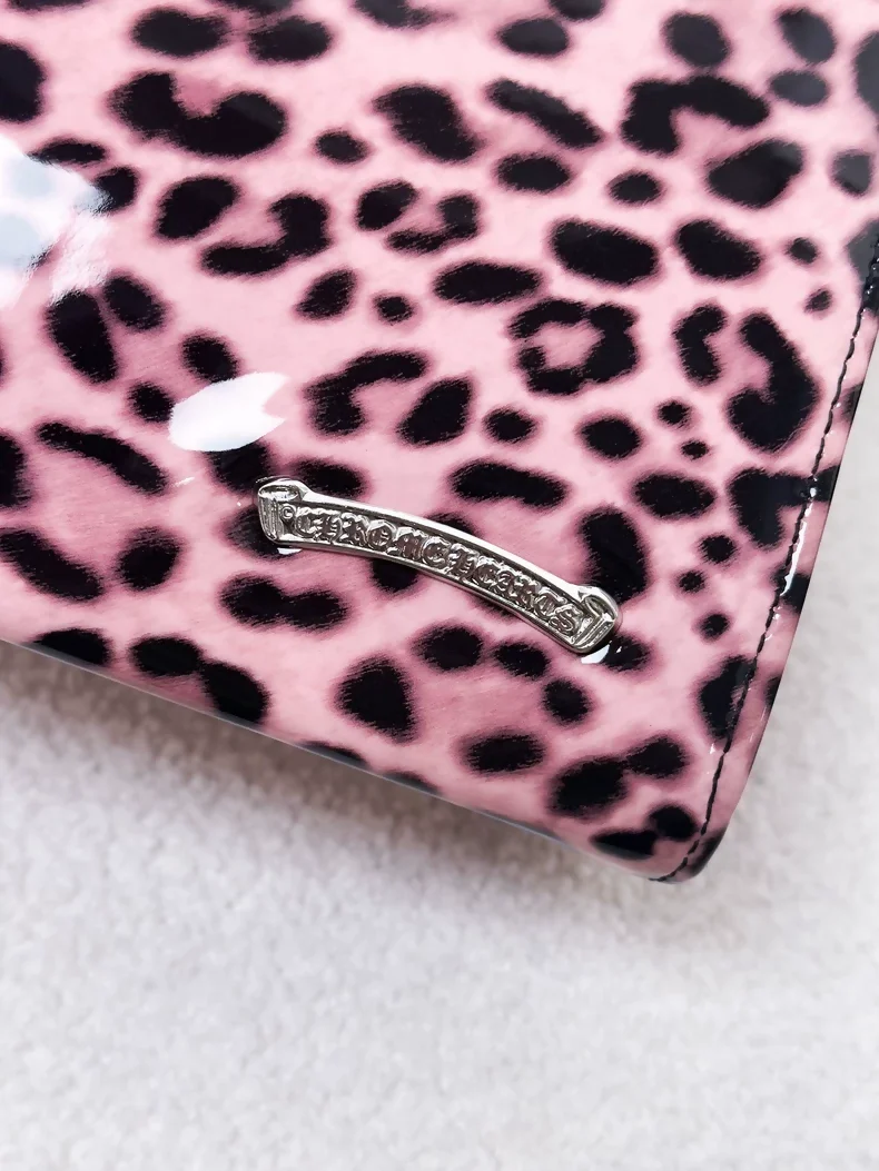 Chrome Hearts mini handbag in pink patent leather with leopard print - Image 6