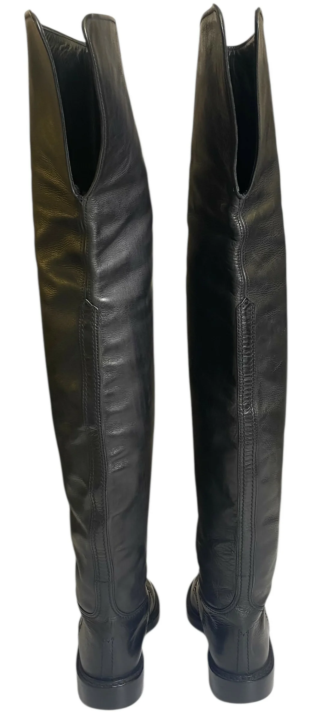Rare Vintage Chanel 90s Claudia Schiffer Black Leather CC Riding Boots EU 36 (fits 37) - Image 8