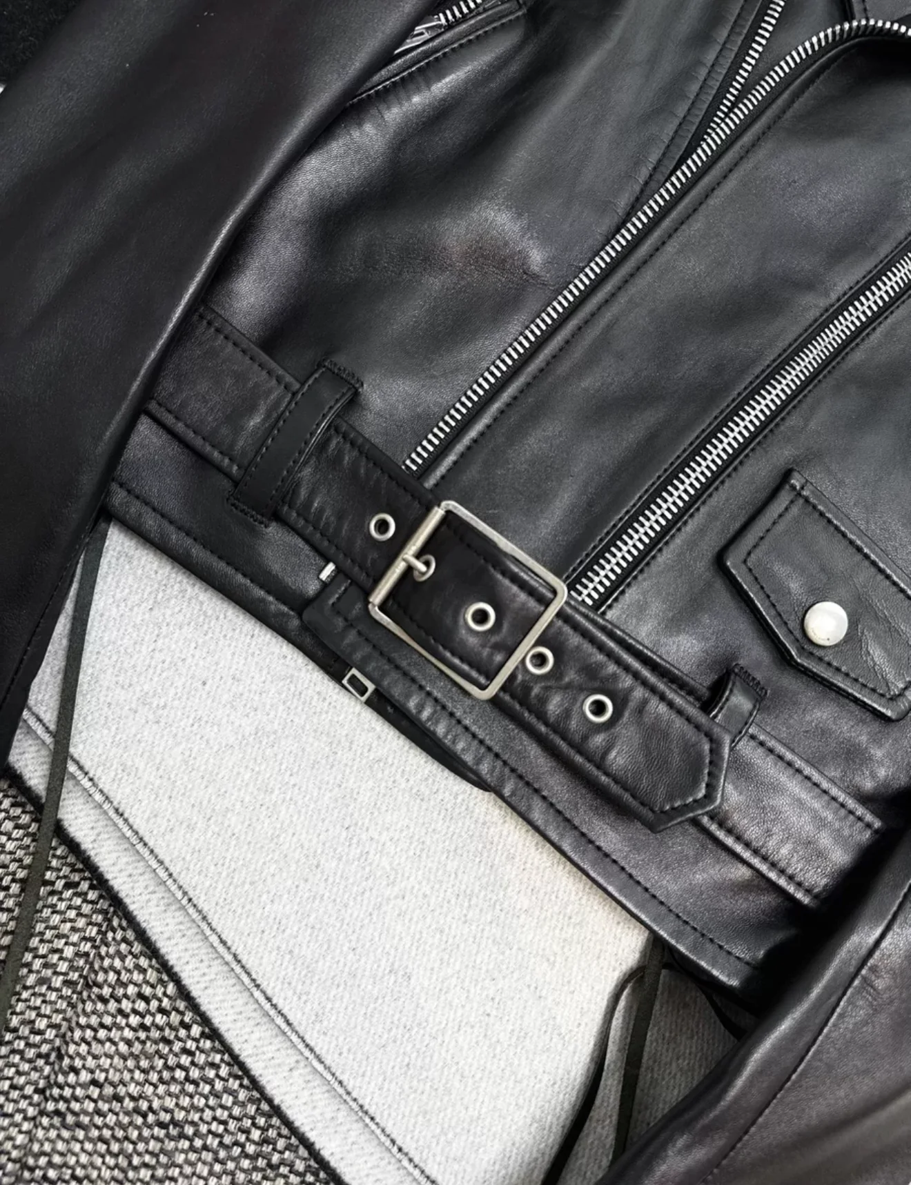 Saint Laurent Black Multi-Zip Leather Jacket - Image 4