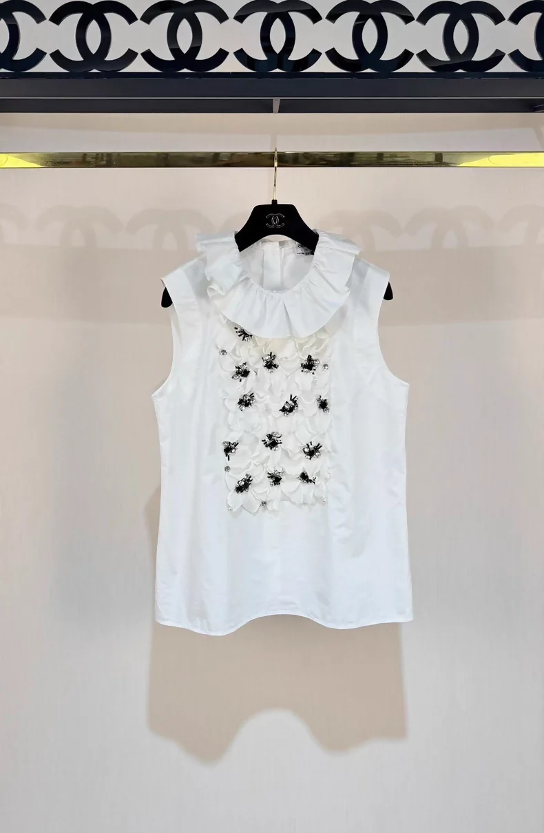 Chanel 22C floral white blouse