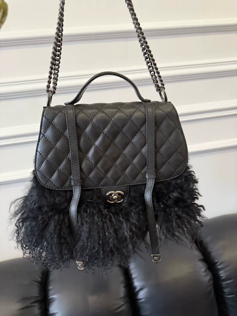 Chanel 2014 Dallas double bag in lambswool limited edition - Image 2