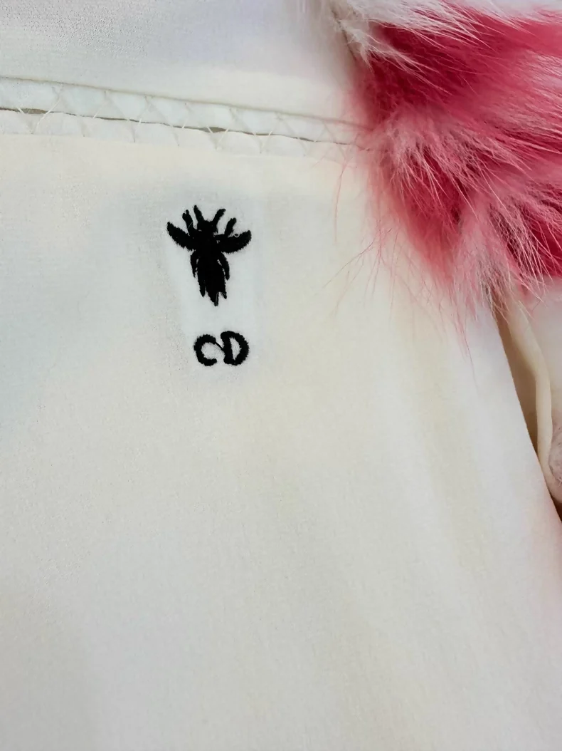 Dior red and white checkered fox fur vest - Image 3