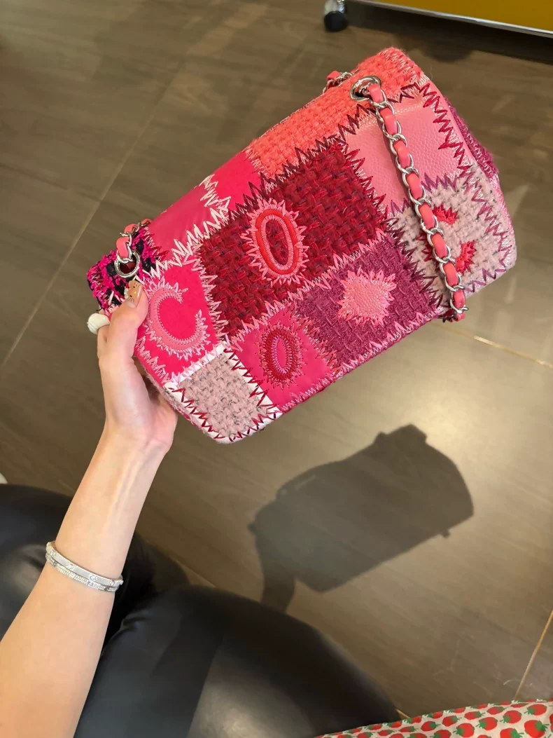 Rare Chanel bag in pink denim patchwork (CF) - Image 3