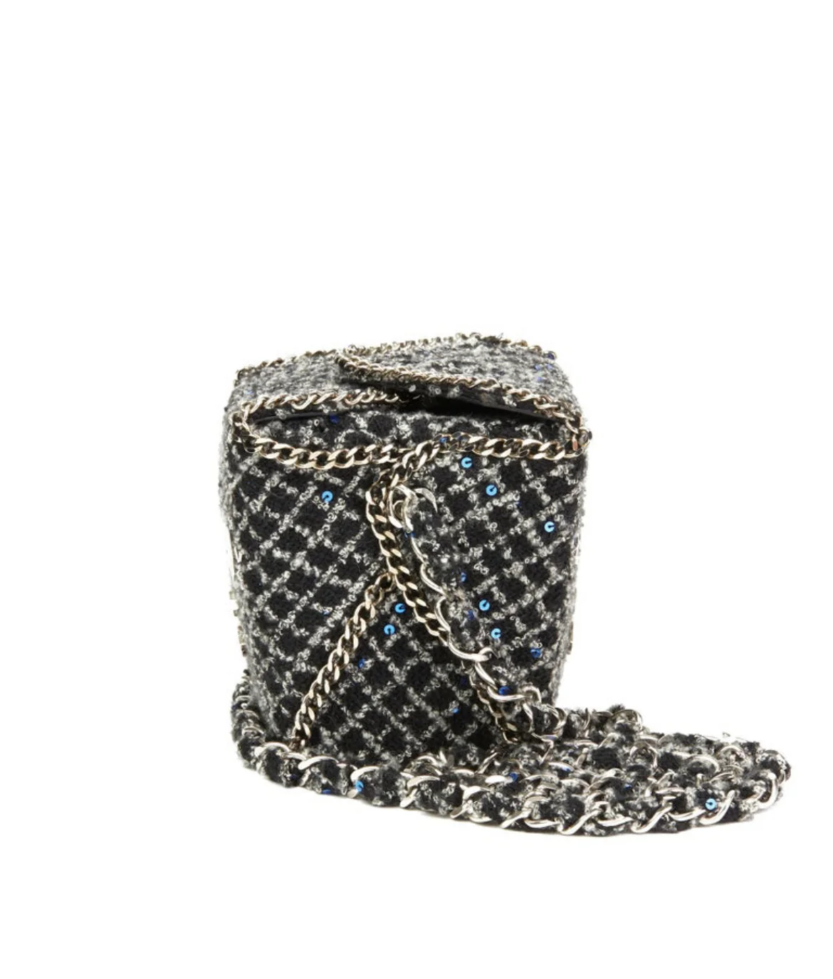 Ultra rare 2010 Chanel Grey Embellished Tweed Paris-Shanghai Take Away Box Bag - Image 3