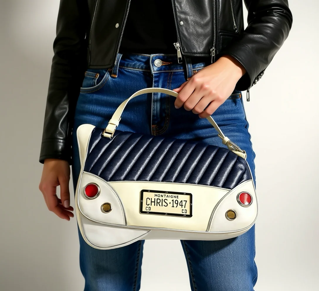 Ultra Rare Dior 2001 SS Cadillac Montaigne Saddle Bag Black White Red - Image 2