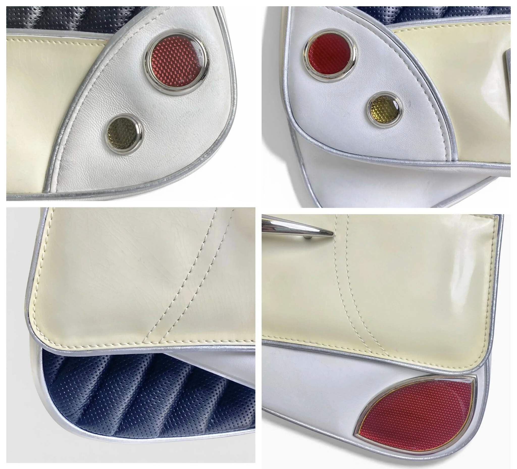 Ultra Rare Dior 2001 SS Cadillac Montaigne Saddle Bag Black White Red - Image 9
