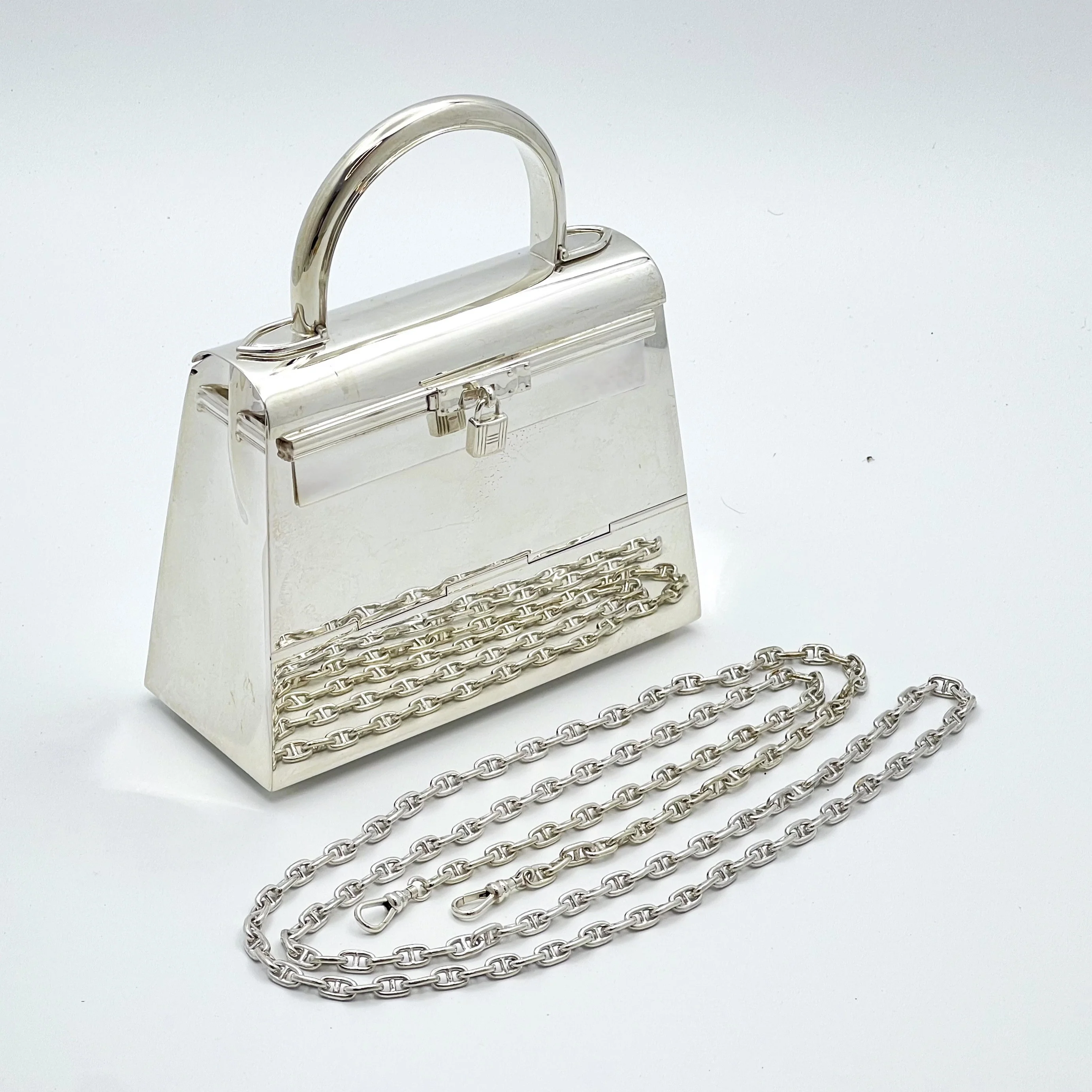 Ultra-Rare Hermes Kelly 15 Bag Sterling Silver Vintage Limited Edition Chaine D’Ancre Strap - Image 3