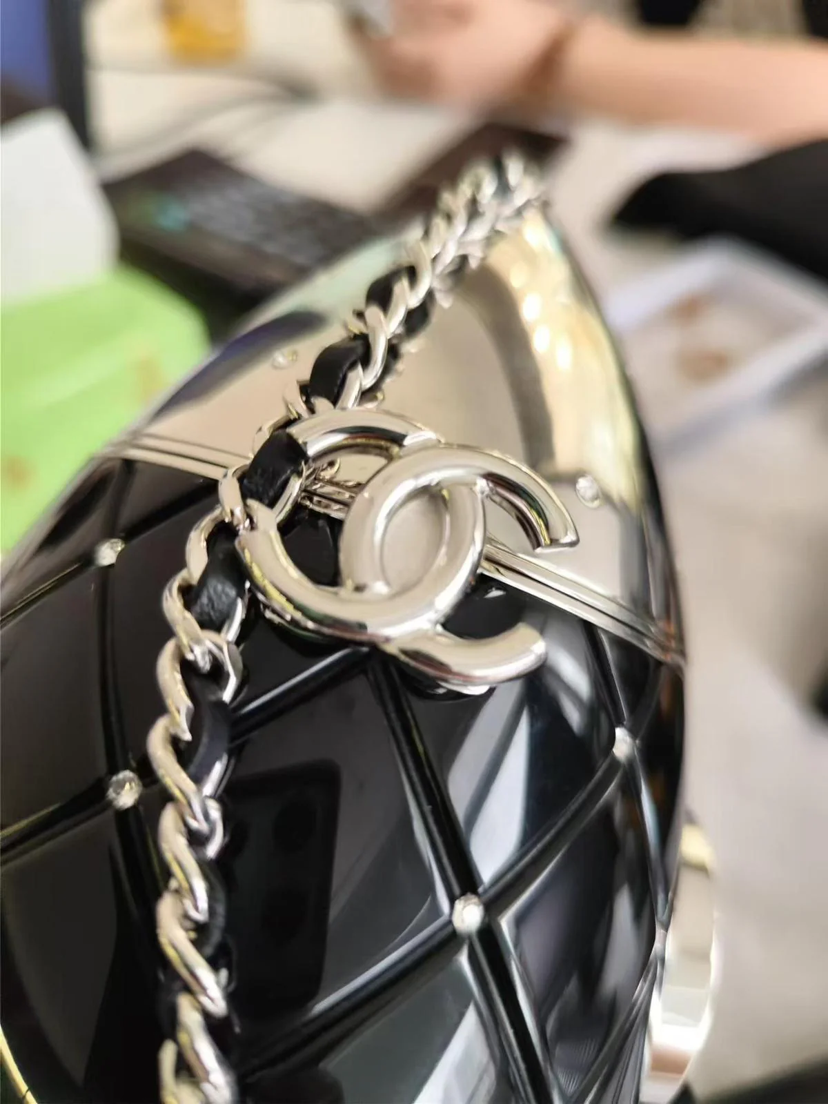 Chanel Limited Edition Plexiglass Crystal Rocket Ship Minaudière Clutch Black 2017 - Image 3