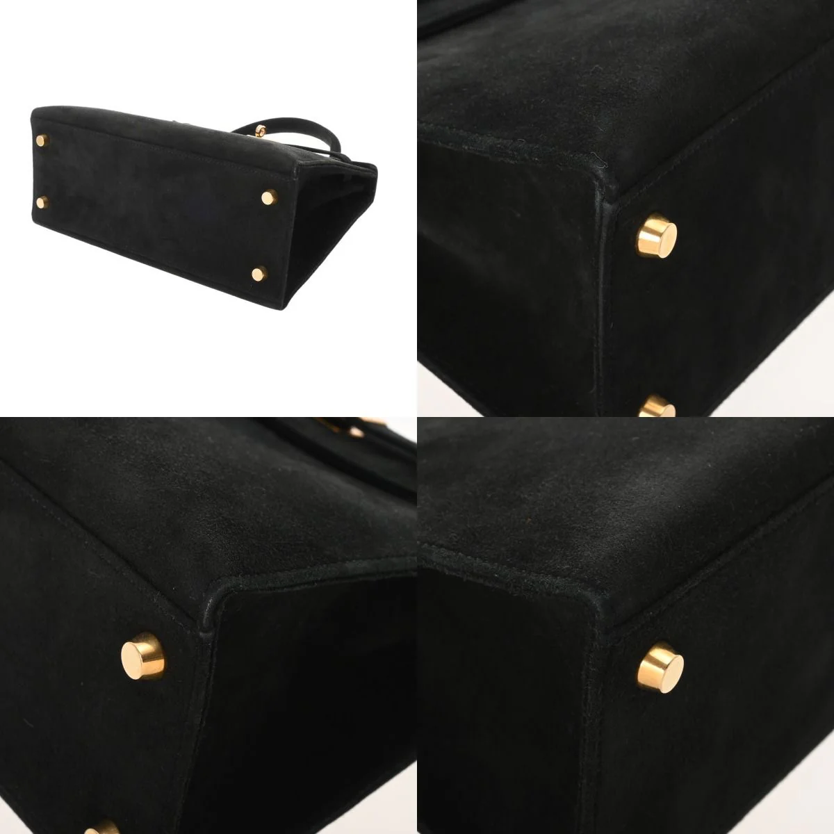 Hermes Kelly 25 Doblis black suede leather gold diamonds hardware - Image 9