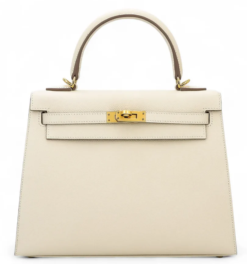 HERMÈS Kelly 25 Sellier Craie Epsom leather Gold hardware