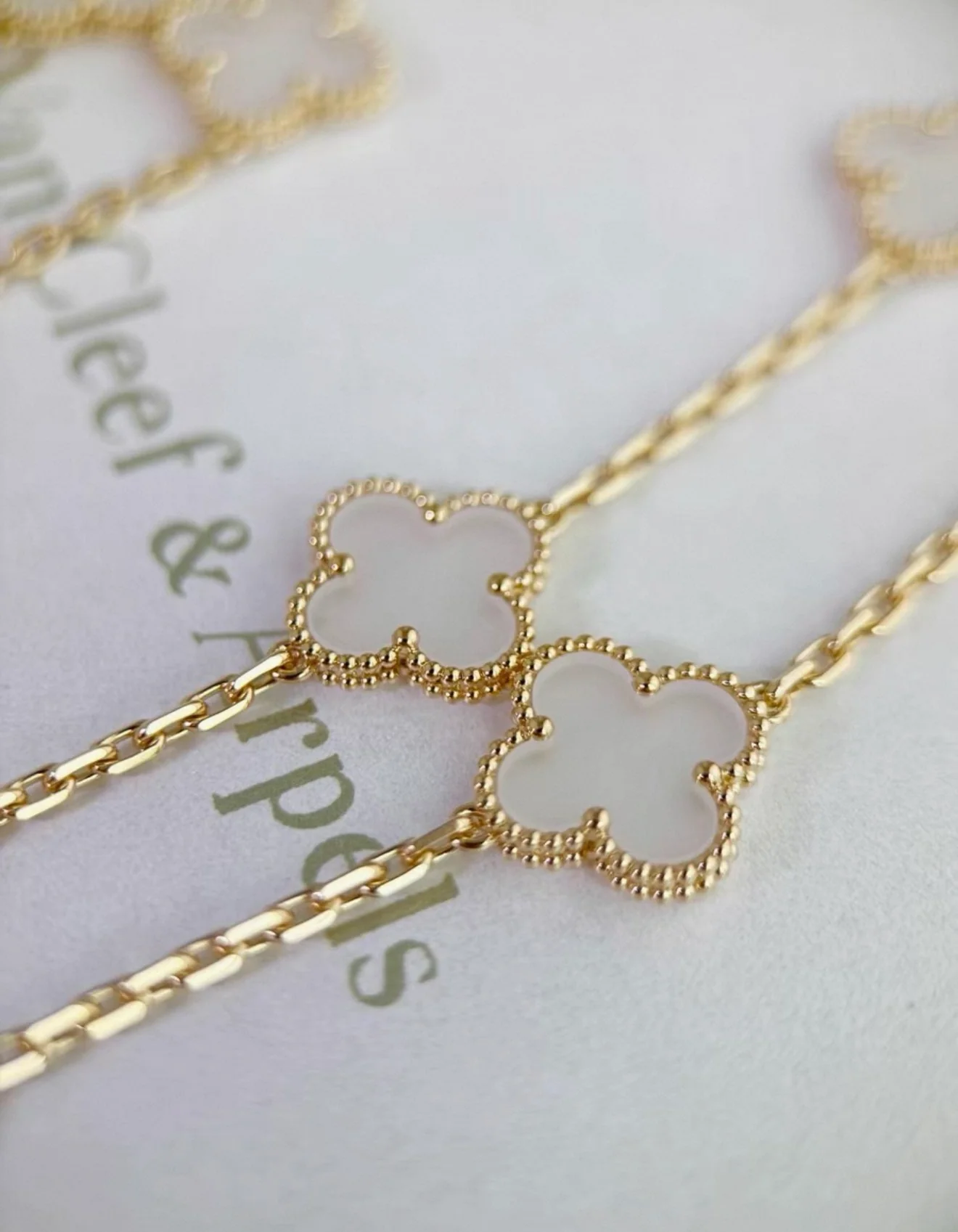Van Cleef & Arpels Gold and Rock Crystal Vintage Alhambra 20 Motifs Long Necklace, Chain - Image 4