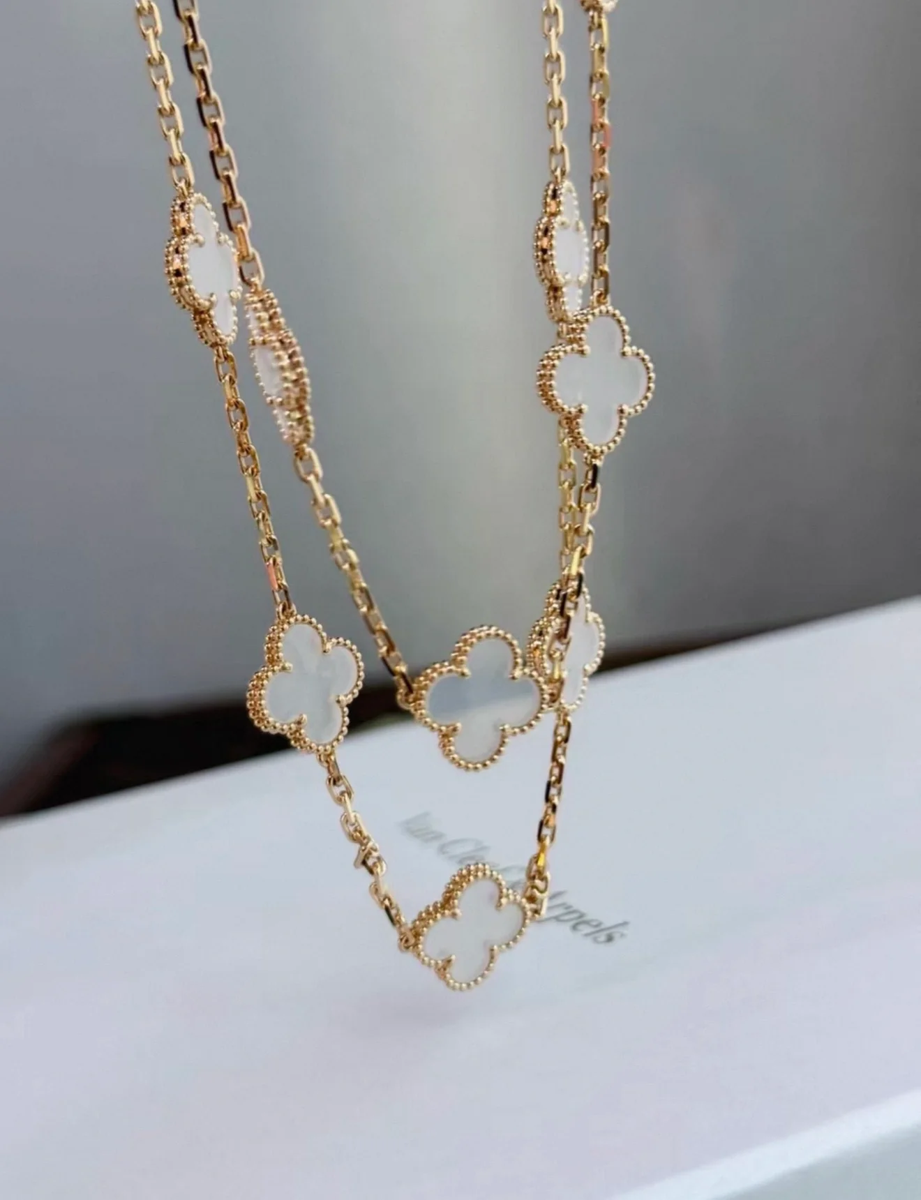 Van Cleef & Arpels Gold and Rock Crystal Vintage Alhambra 20 Motifs Long Necklace, Chain - Image 5