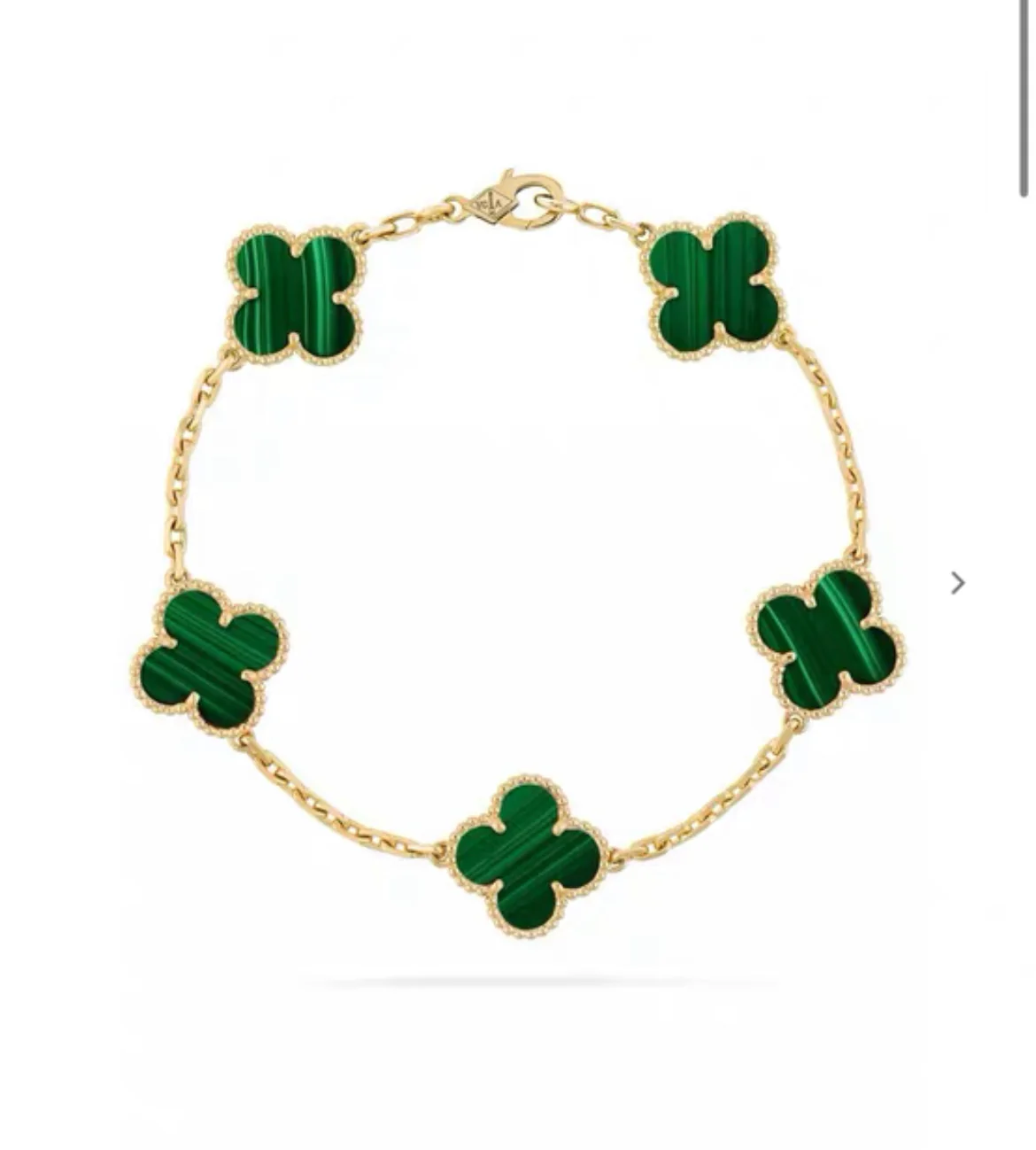 Van Cleef & Arpels Vintage Alhambra bracelet, 5 motifs
18K yellow gold, Malachite - Image 4