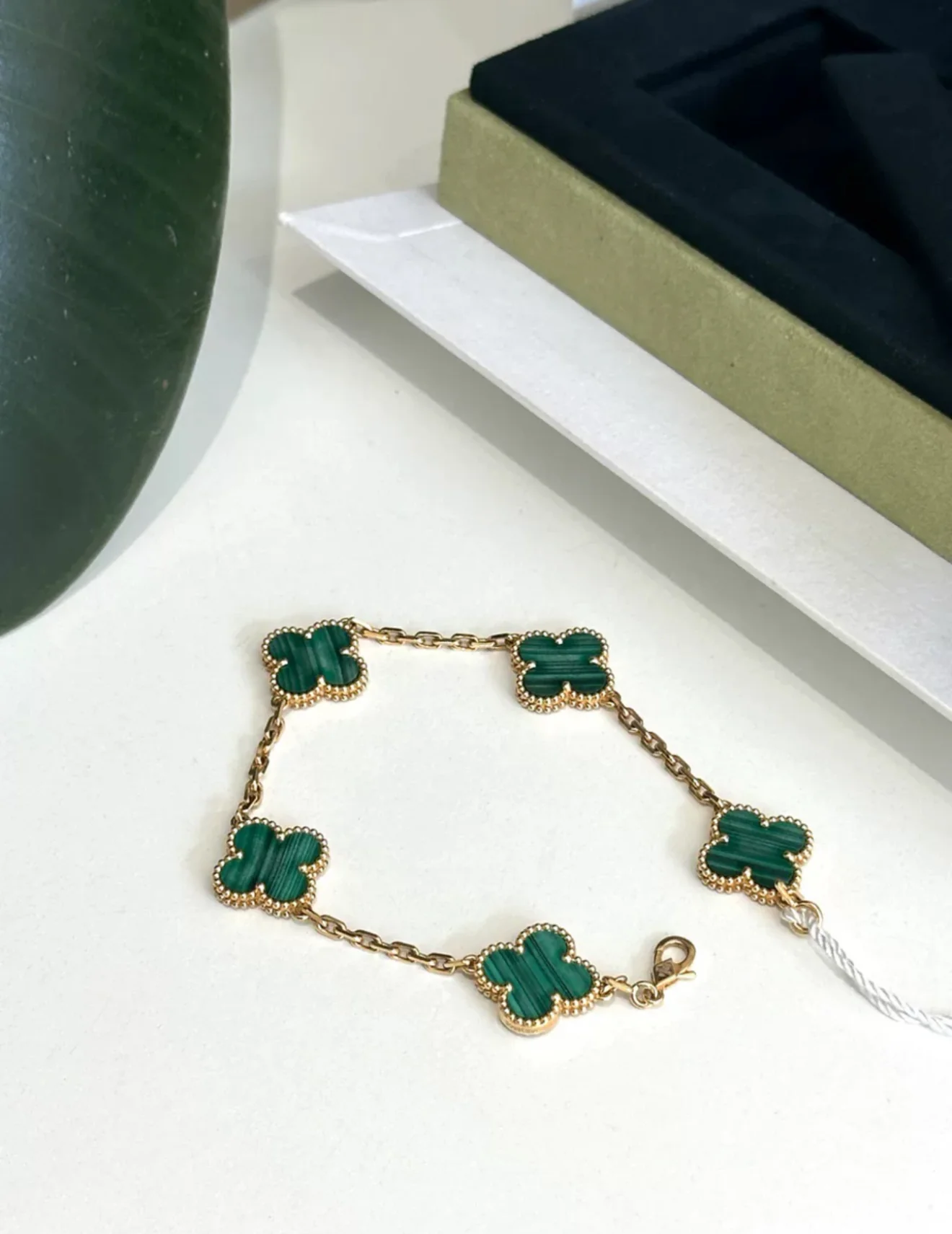 VAN CLEEF ARPELS VINTAGE ALHAMBRA BRACELET 5 MOTIFS GREEN