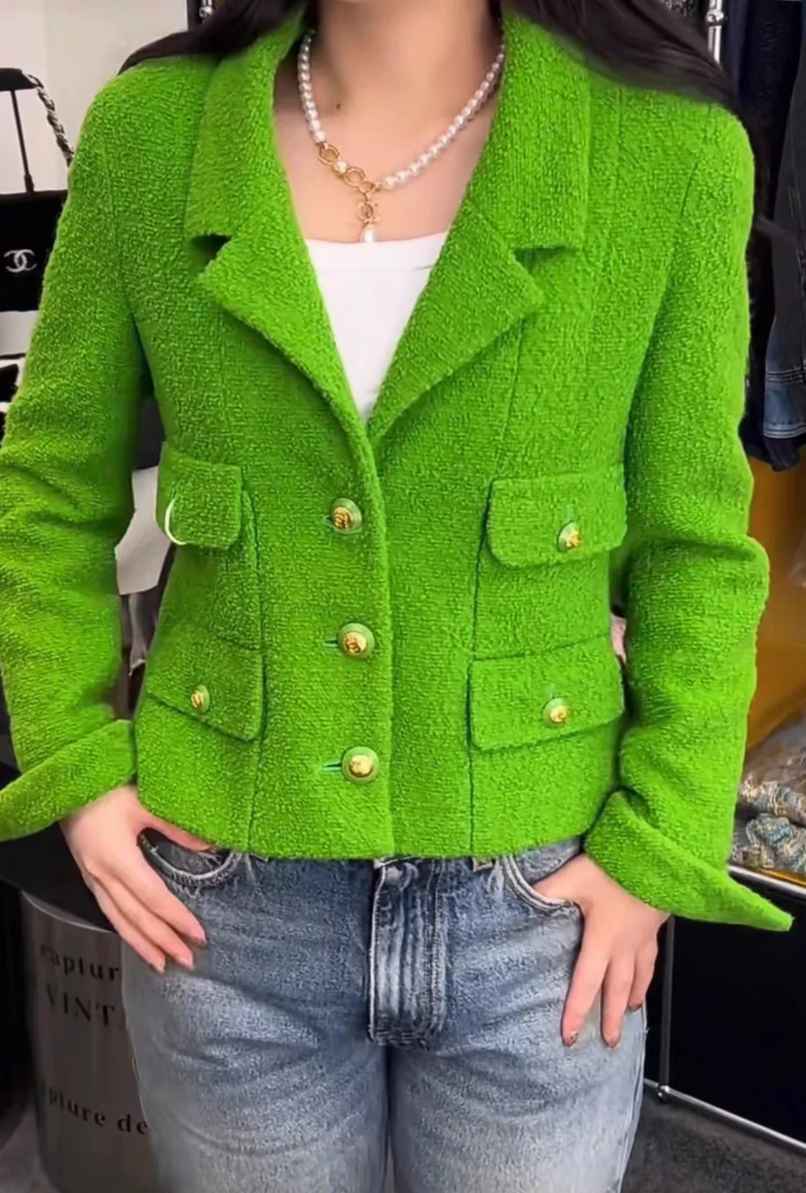 Vintage Chanel 93A Green runway jacket size 40 - Image 7