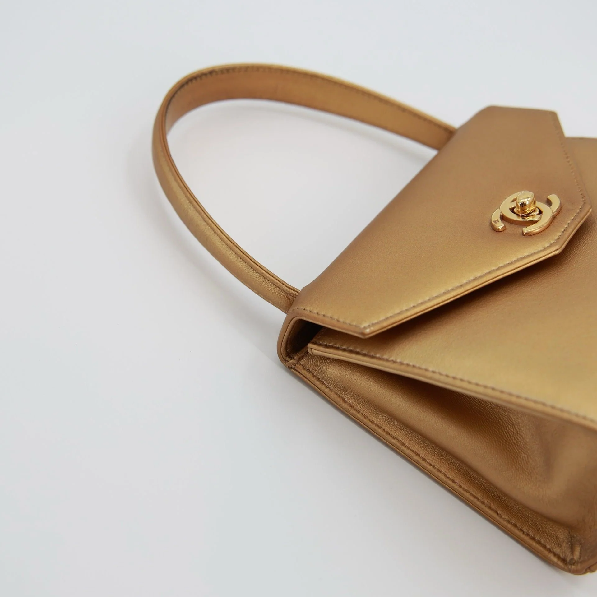 Vintage Chanel Gold Mini Kelly - Image 4