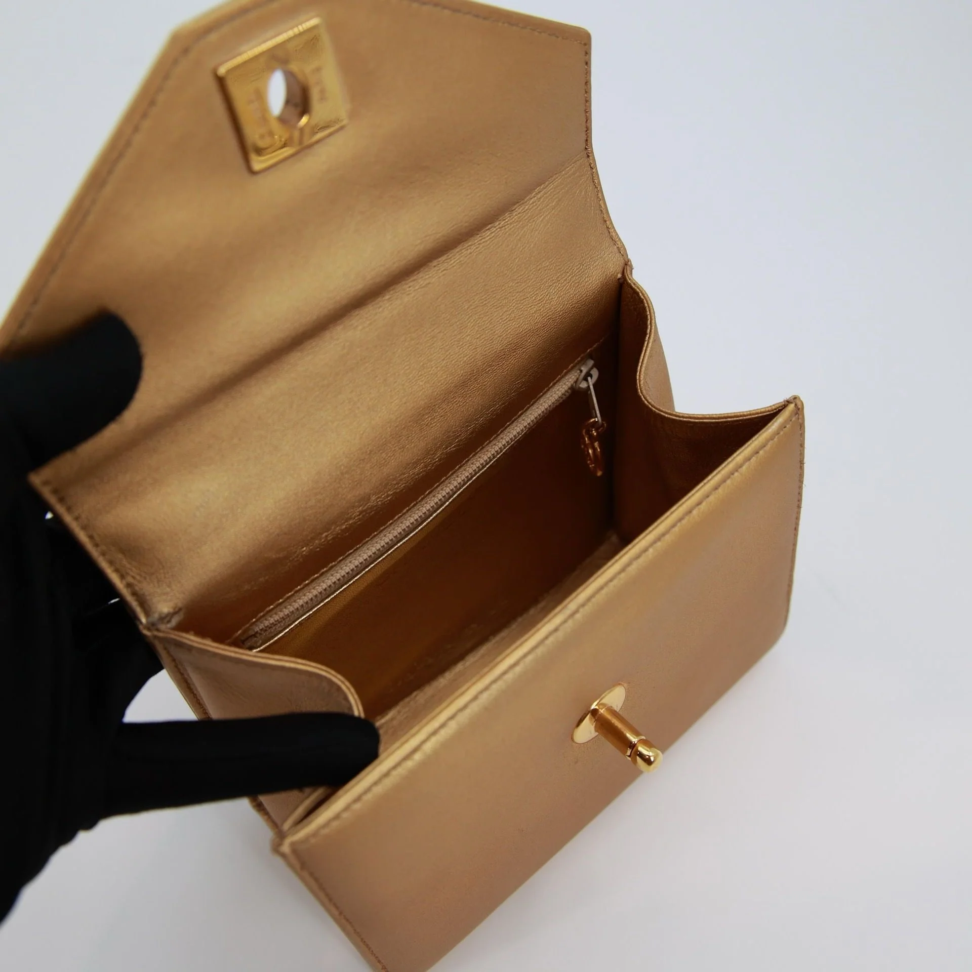 Vintage Chanel Gold Mini Kelly - Image 5