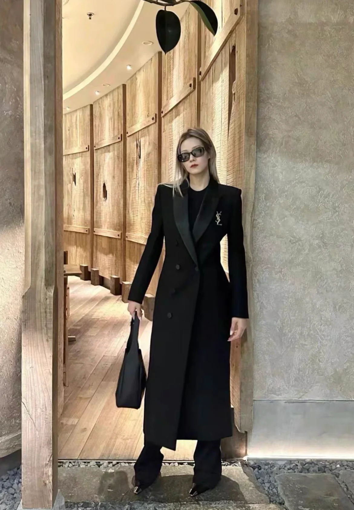 YSL Saint Laurent Black Long Tuxedo Jacket - Image 4